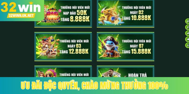 Ưu đãi độc quyền, chào mừng thưởng 100%